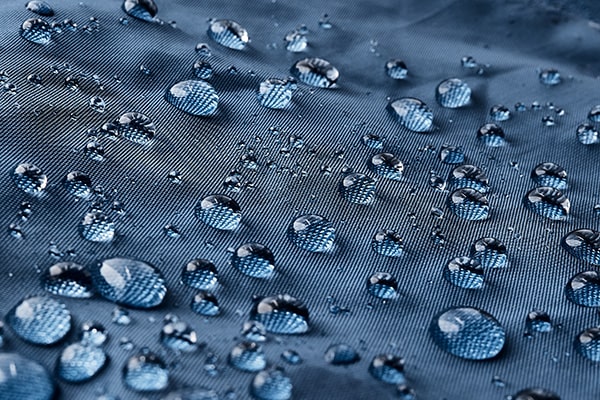 Water droplets on blue liner